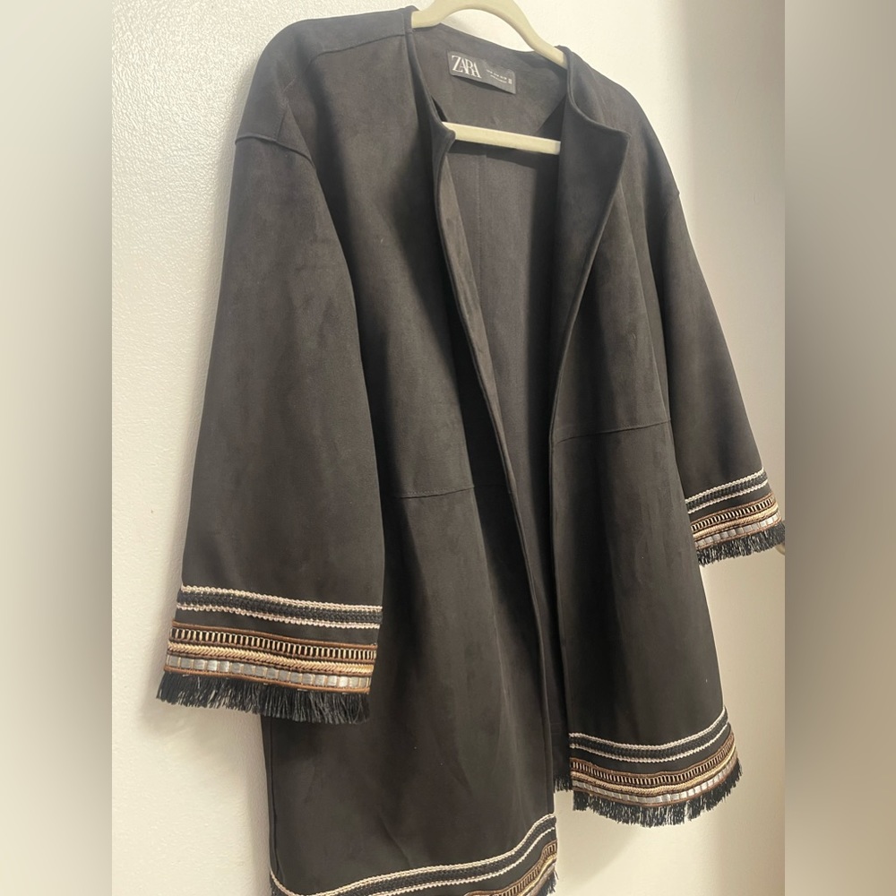 Zara Contrast Faux Suede Jacket
